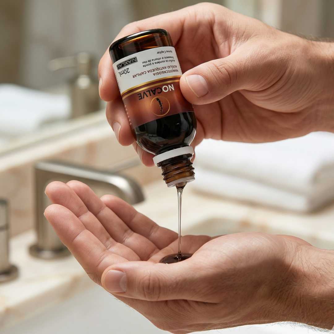 Tônico capilar No Calve da MaxLab para crescimento e interrupção da queda de cabelo.